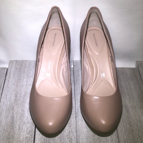 Rockport Women's Janae Pump Leather Nude Booties Heels Rockport Women's Janae Pump Leather Nude Booties Heels